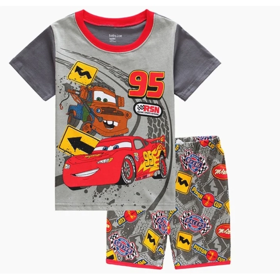 Boys Summer Cars Cotton Kids Short Sleeve T Shirt Shorts Cartoon Childrens Clothing Set