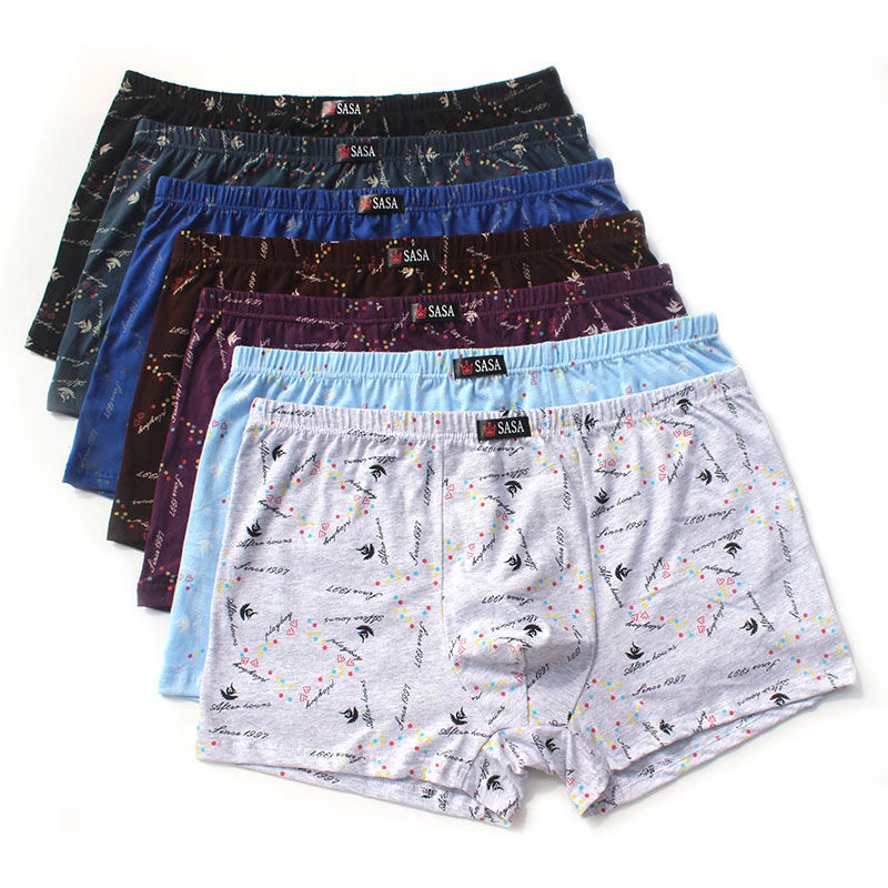 Cotton Loose Boxers Four Shorts Underpants Men&#8217;s Boxers Shorts Breathable Underwear Printing Comfortable Cotton