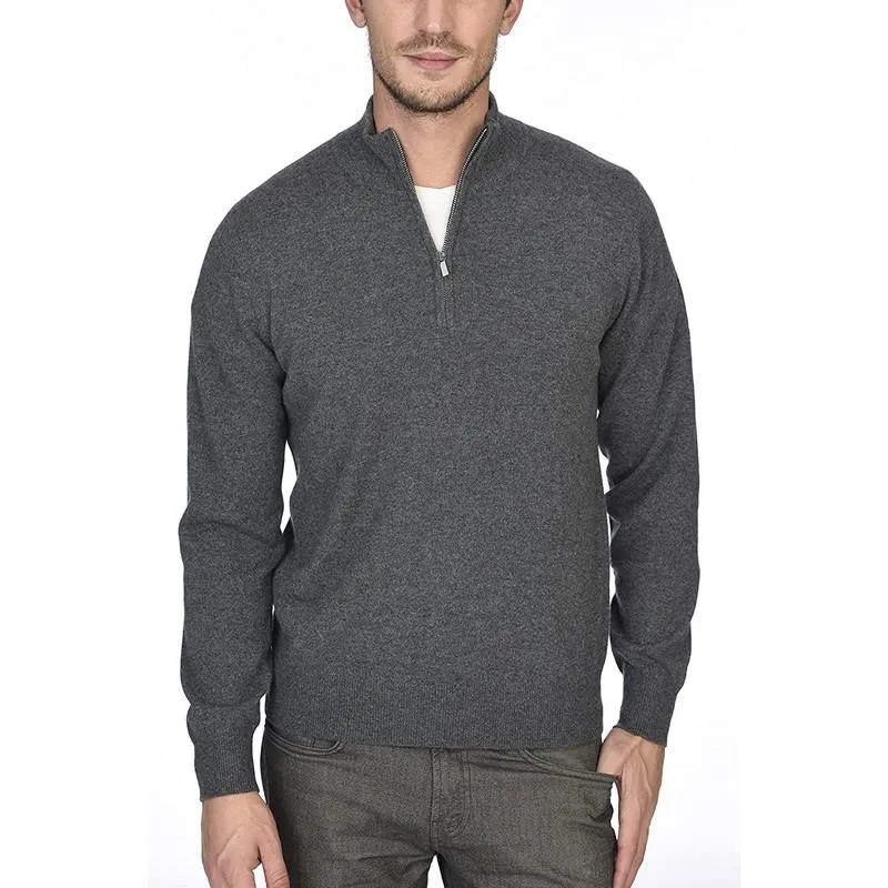 Custom Men Sweater Half Zip Cotton Knitted Mock Turtleneck Pullover