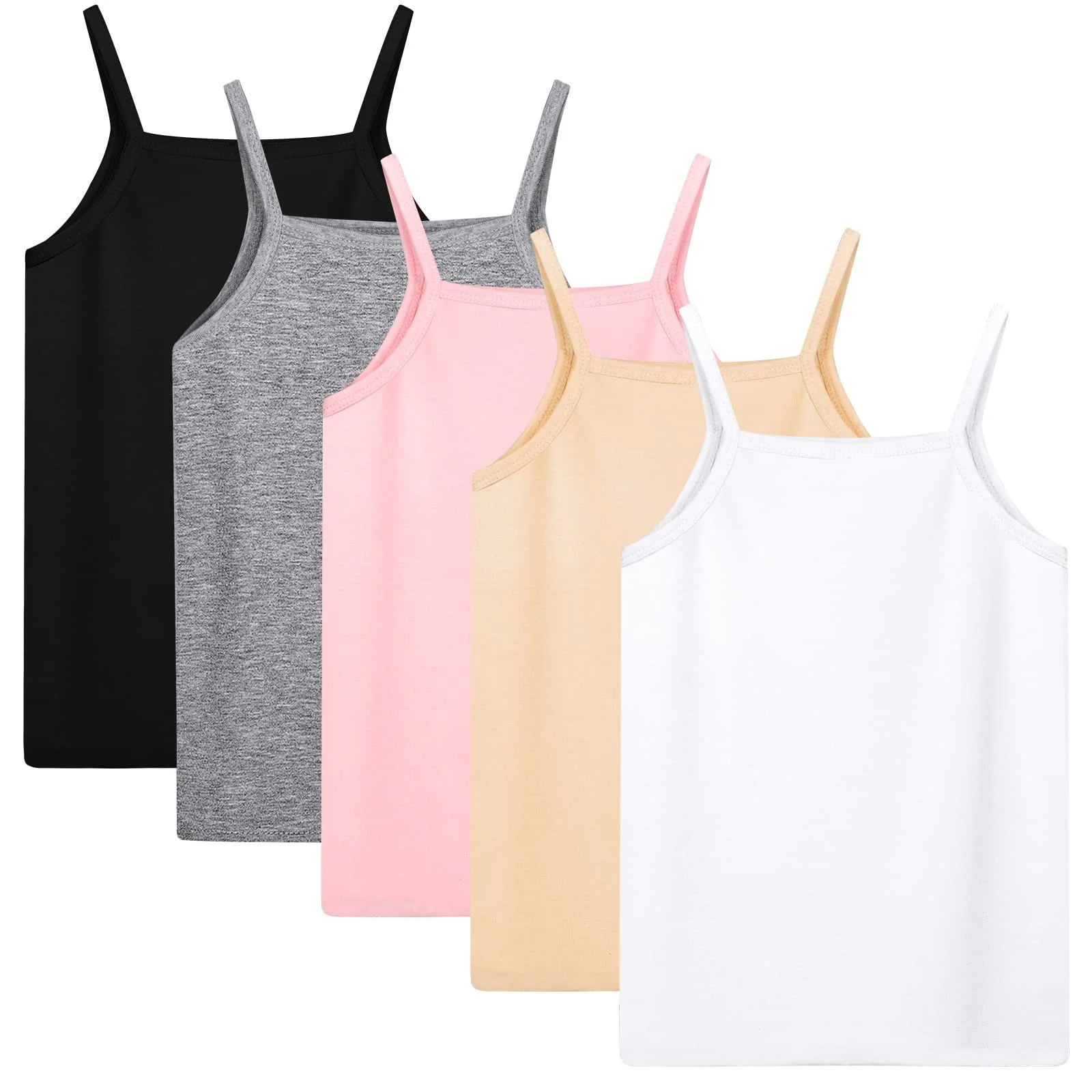 Girls Tank Tops Soft Cami Scoop Neck Undershirts Solid Sleeveless Undershirts For Toddler Girls