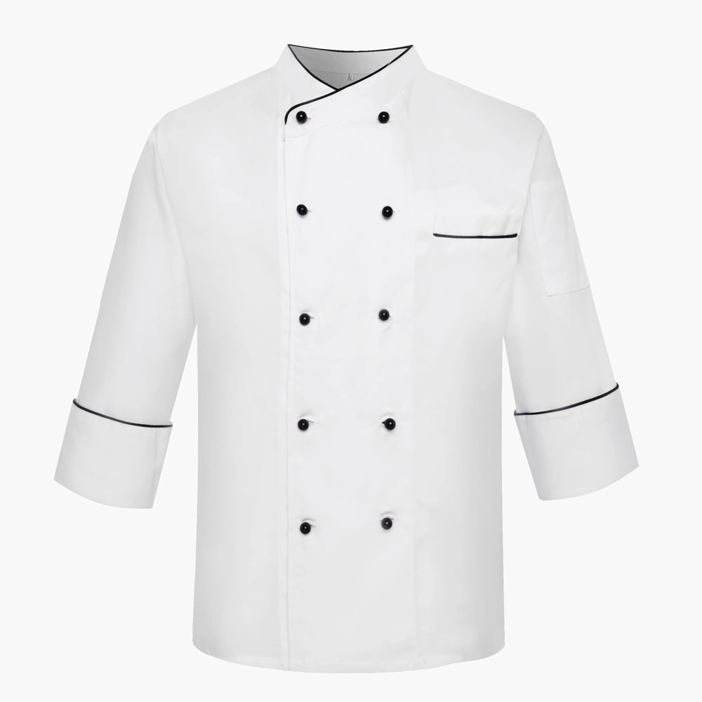 High Quality Restaurant Hotel Chef Shirt Gold Rimmed Chef Clothing Fashion Summer Professional Restaurant Chef Uniform