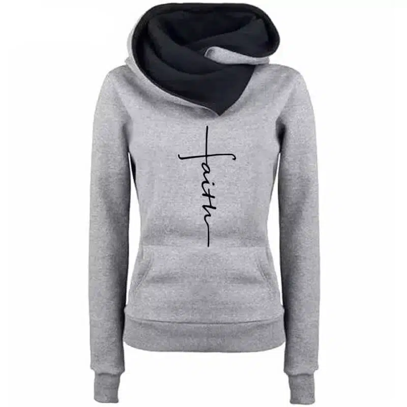 Hoodies Sweatshirts Women Faith Embroidered Sweatshirt