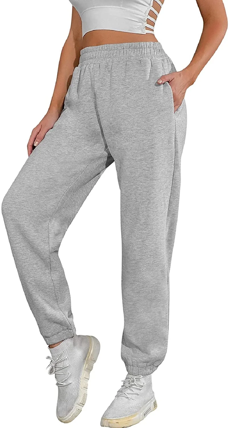 Jogging Pants Women Baggy Sweatpants High Elastic Waist Jogger Sports Pant With Pockets Warm Workout Fleece Trousers