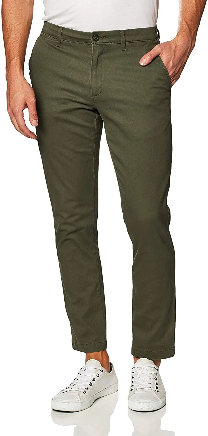 Mens Slim Fit Casual Stretch Khaki Pants