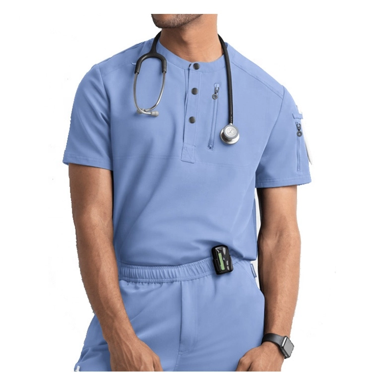 Nurse Uniform Men S Nash Snap Front Henley Scrub Top And Pant Medical Scrubs