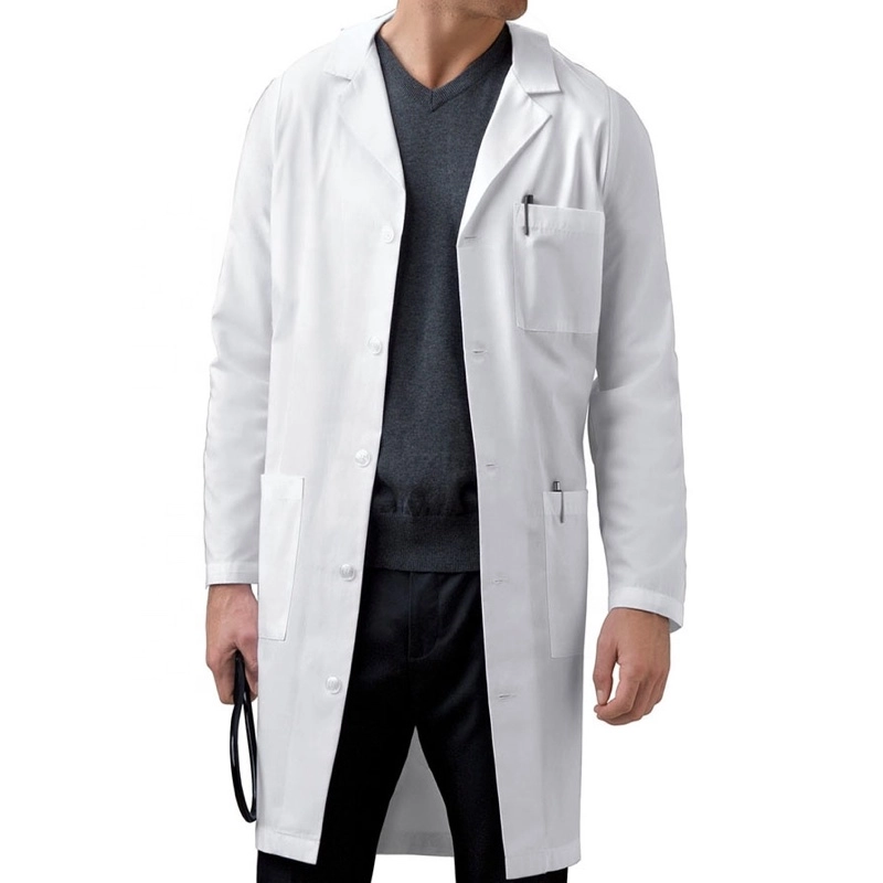 Polyester Cotton Pharmacy Uniform Lab Coats Medical Hospital White Coat