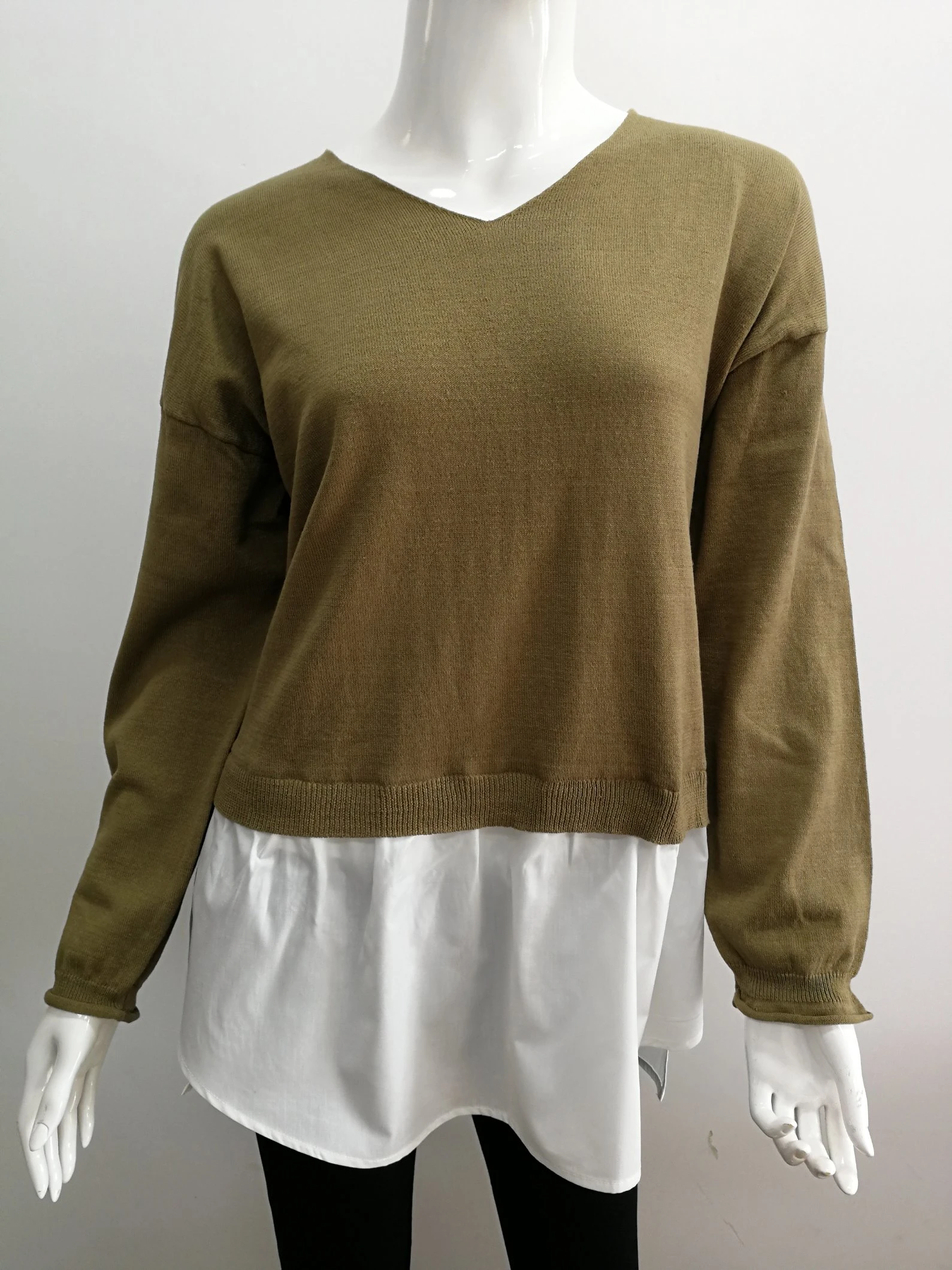 Women V Neck Long Sleeve Pullover Sweater from Bangladesh Factory