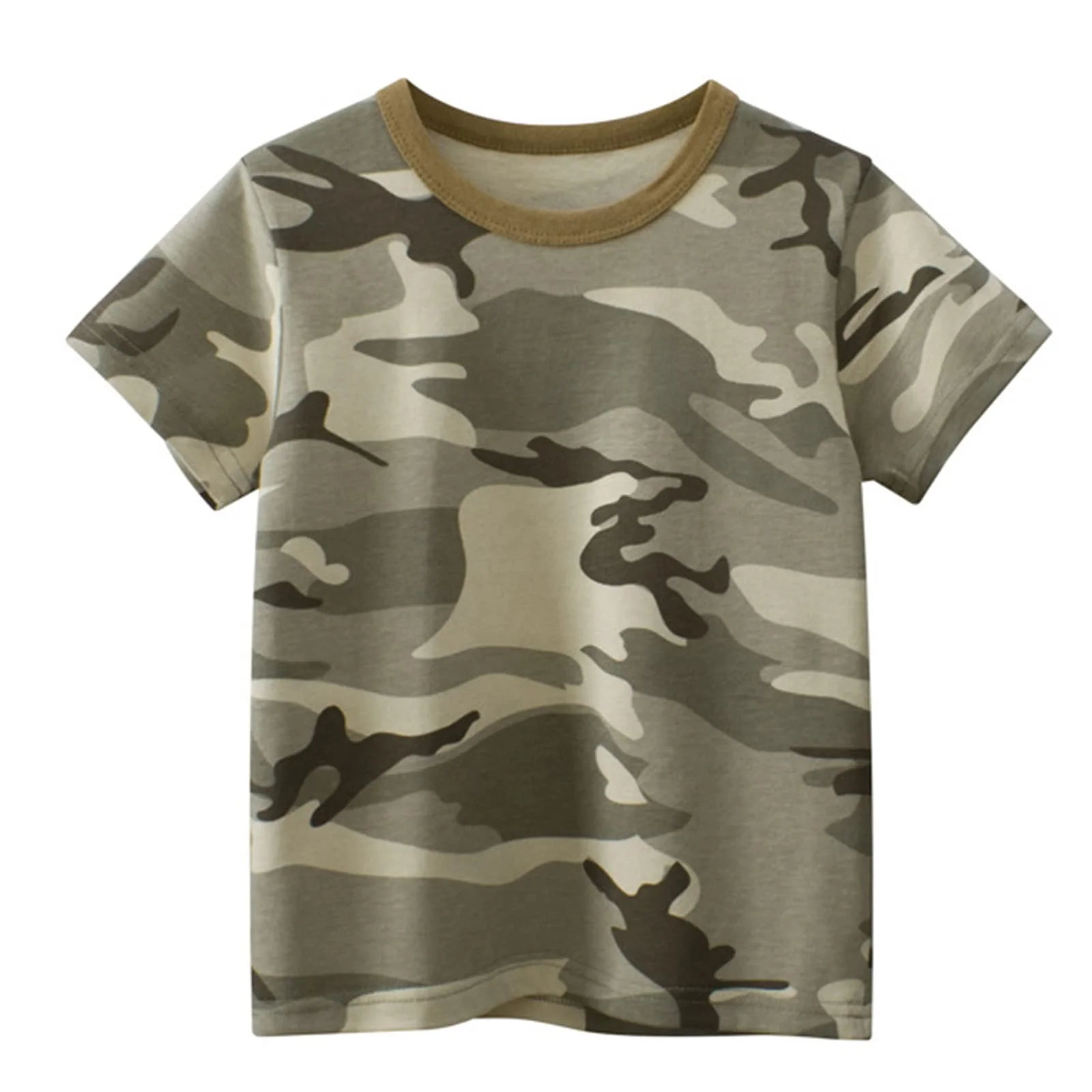 Toddler Kids Baby Boys Girls Striped Camouflage Short Sleeve Crewneck T Shirts Tops Tee Clothes For Childre