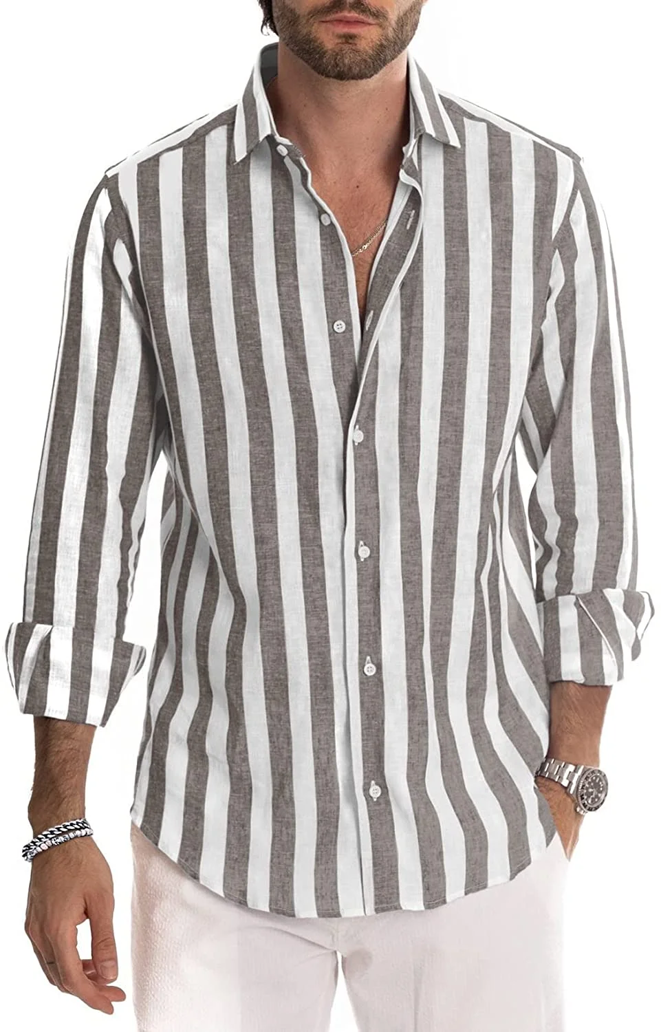 Wholesale Mens Button Down Long Sleeve Striped Dress Shirts Manufacturers In Bangladesh Factory Supplier