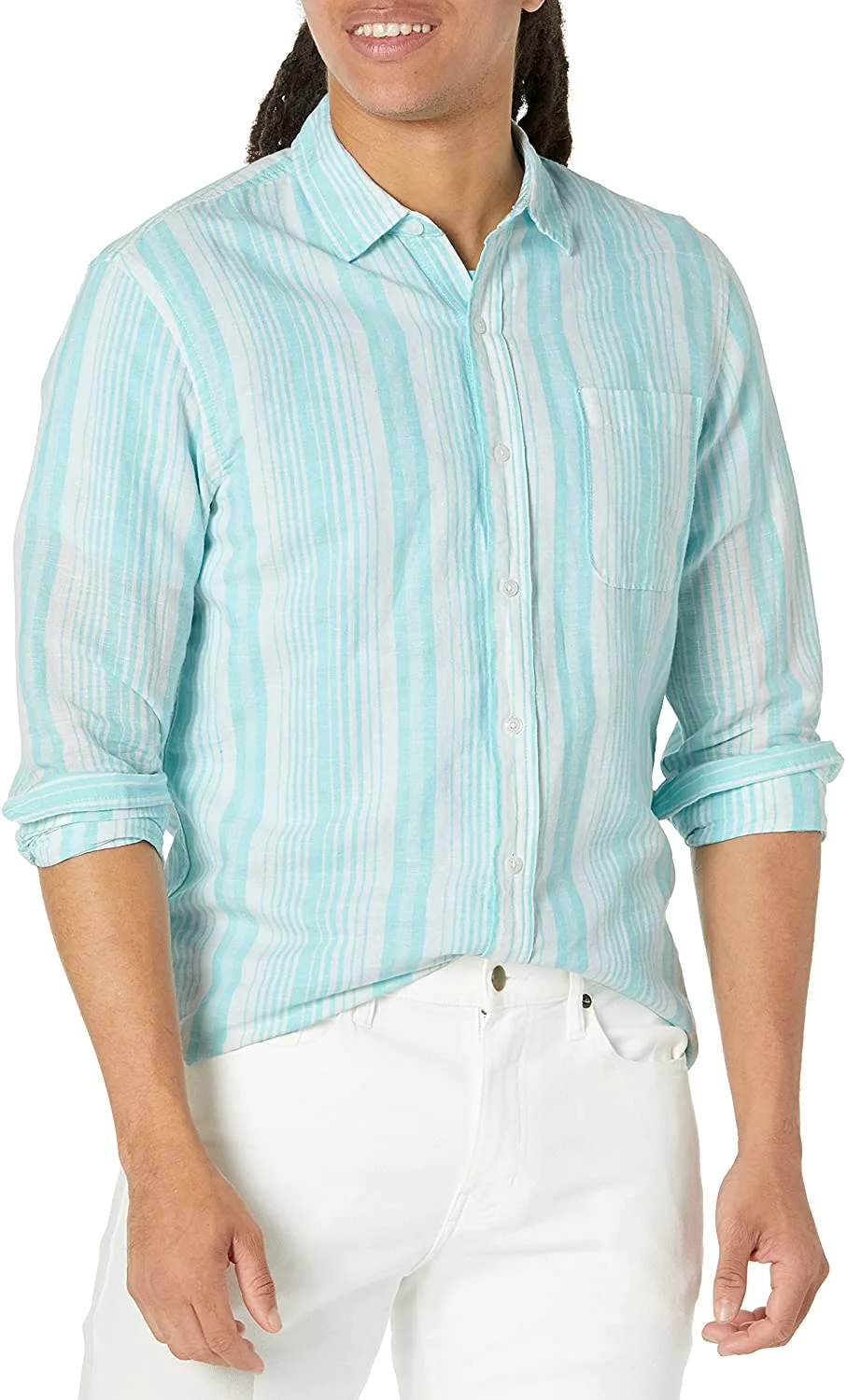 Mens Button Down Long Sleeve Striped Dress Shirts from Bangladesh
