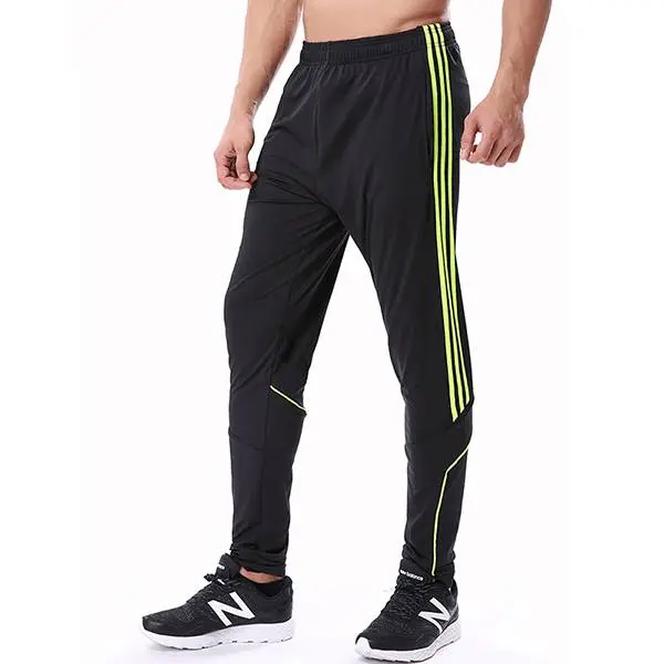 Wholesale Polyester Spandex Mens Sports Track Stretch Workout Sweat Pants With Side Stripe