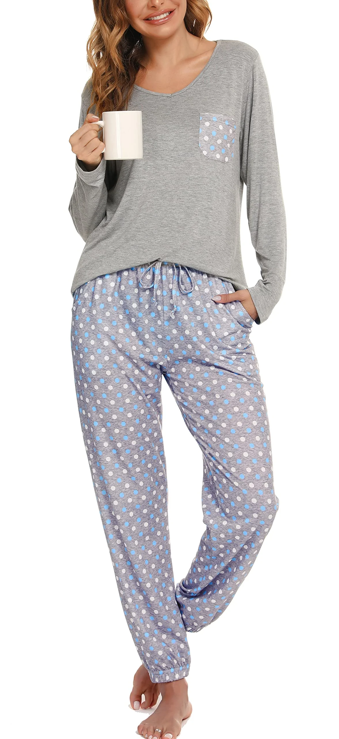 Wholesale Womens Pyjamas Set Ladies Pj’s Set Soft Long Sleeve Patterned Print Pyjamas With Pocket Drawstring Manufacturer Supplier In Bangladesh