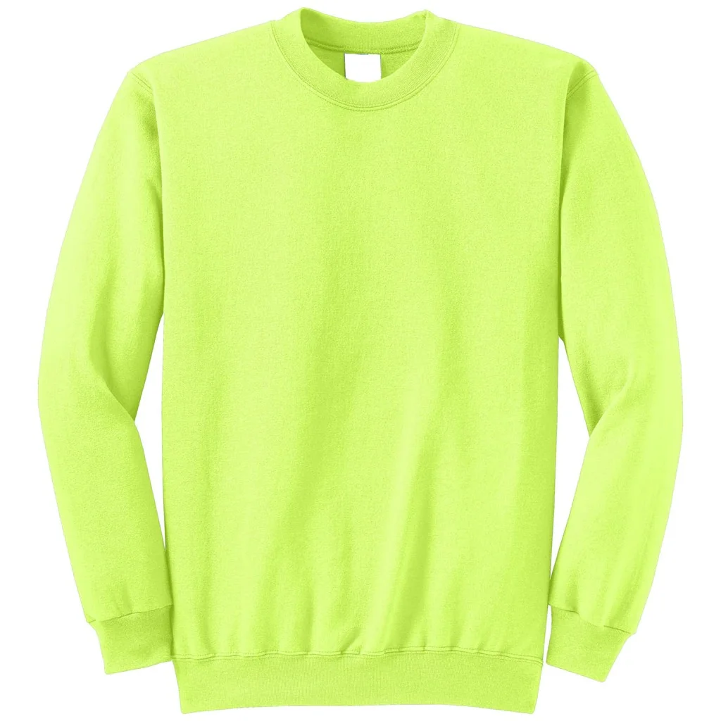 Wholesale Workwear Mens Neon Yellow Core Fleece Crewneck Sweatshirt Manufacturers In Bangladesh Factory Supplier
