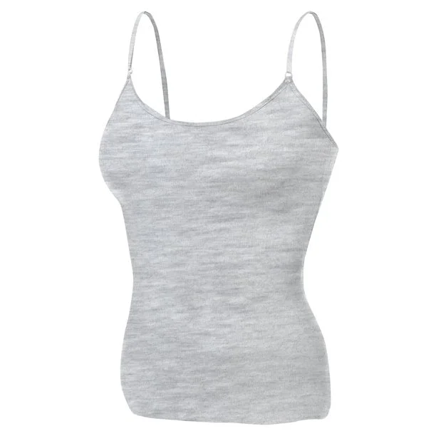 Women Basic Short Adjustable Strap Fitted Cami Cotton Tank Top