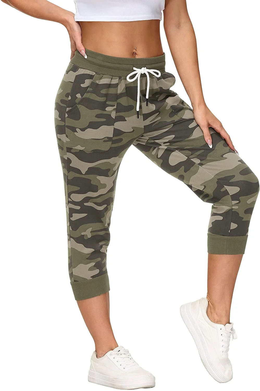 Women&#8217;s Sweatpants Capri Pants Cropped Jogger Running Pants Lounge Loose Fit Drawstring Waist With Side Pockets