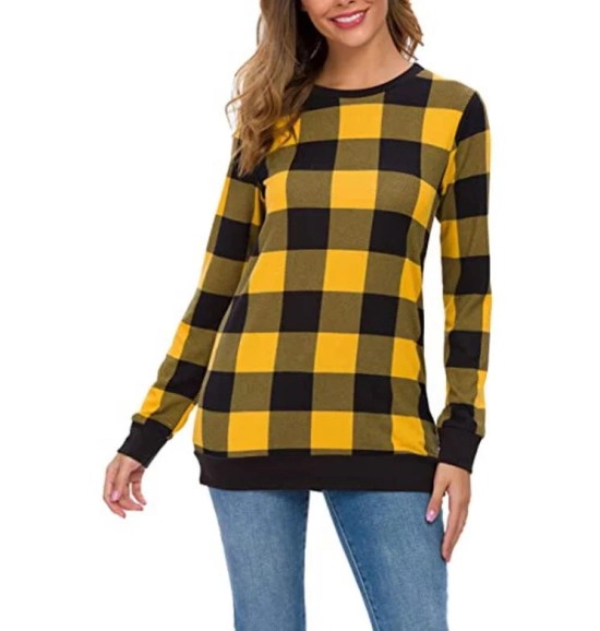 Women′s Personalised Monogrammed Buffalo Plaid Long Sleeve Shirt Knitted Long Sweater Women′s Personalised Monogrammed Buffalo Plaid Long Sleeve Shirt Knitted Long Sweater