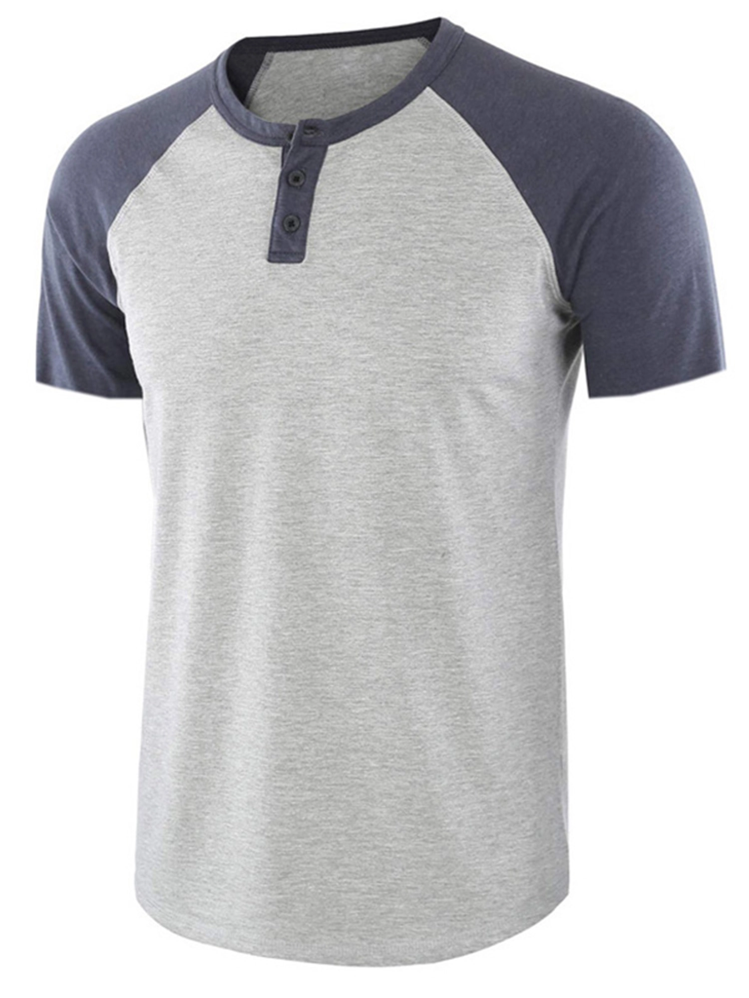 Men Short Sleeve Henley Shirts Summer Hipster Patchwork T-shirts Casual Button Down Pullover Tops