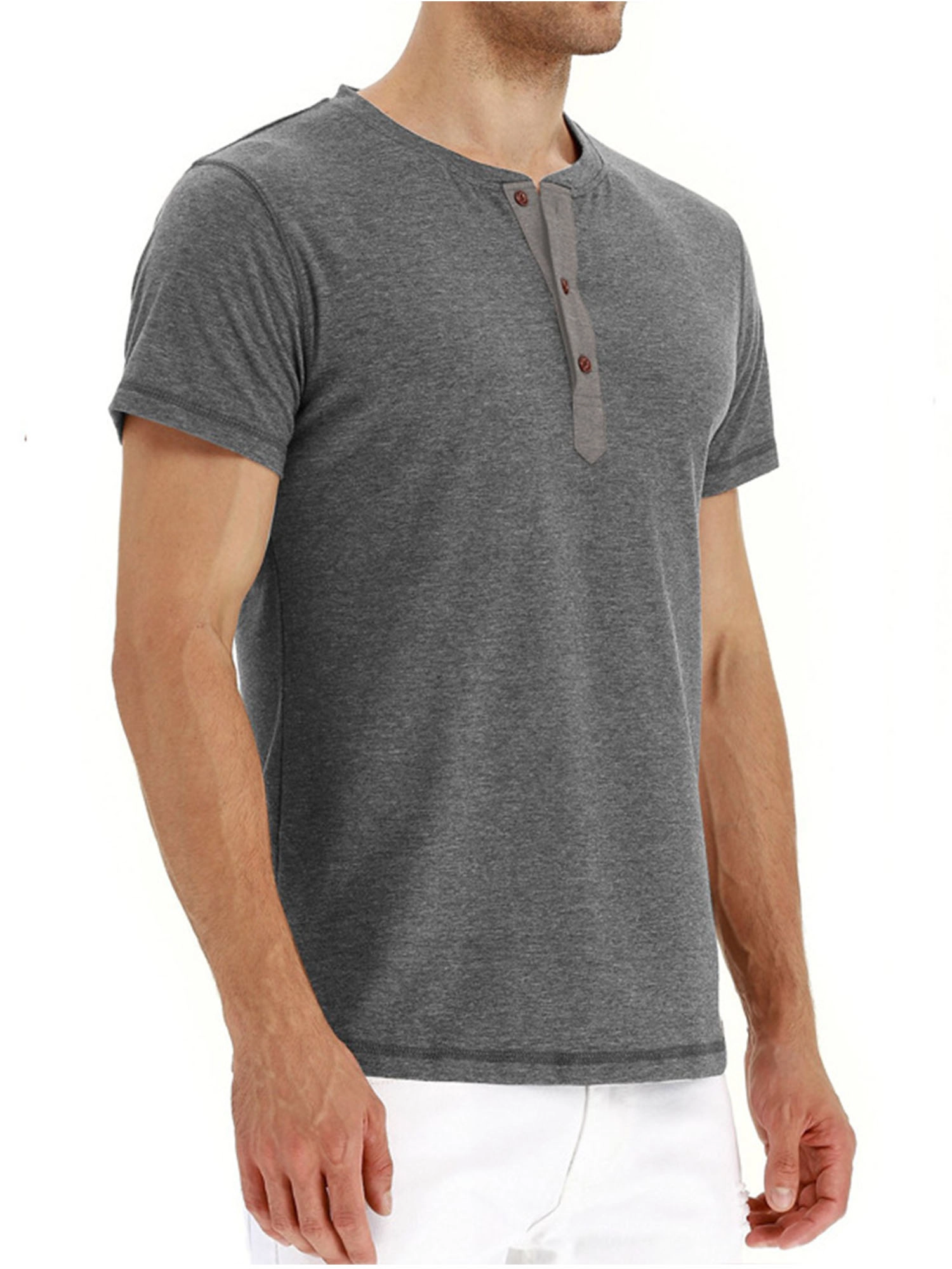 Men's Henley Shirts Buttons Short Sleeve Casual Tops Slim Fit T Shirts Men Casual Tee Blouse