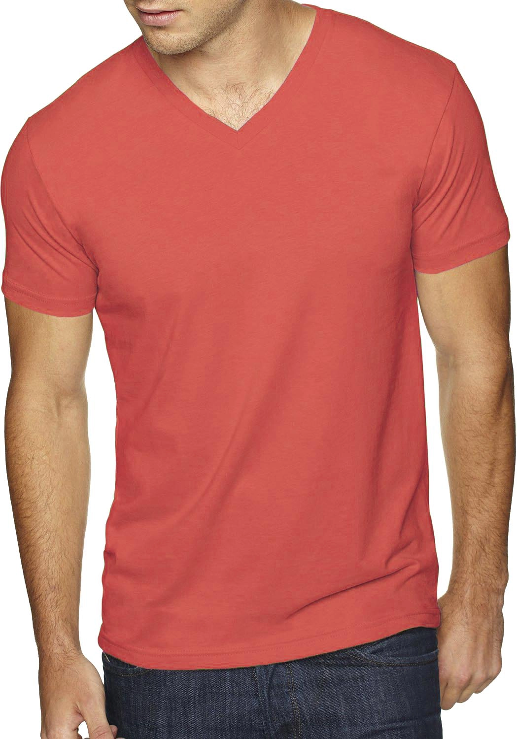 Men's Premium Solid Cotton V Neck T-shirts Short Sleeve Tee
