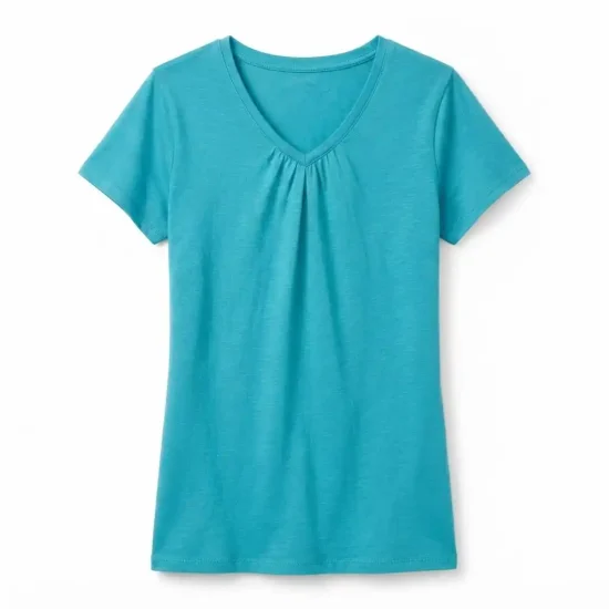 Women's Slub Jersey V-neck T-shirt Manufacturer Bangladesh
