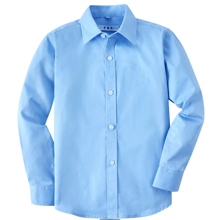 Long Sleeve White Blue Shirt School Uniform Wholesale