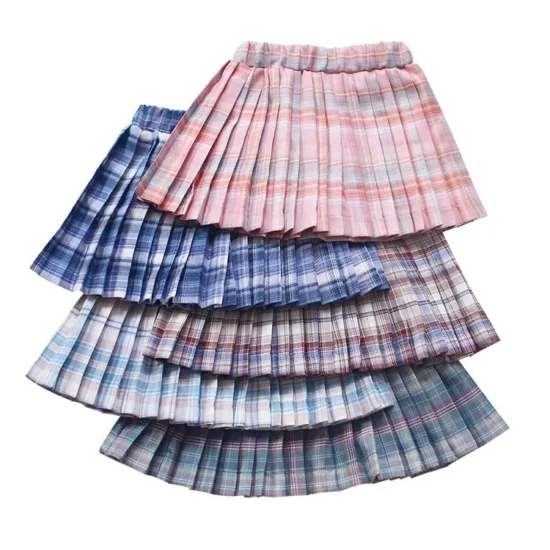 Pleated Plaid Skirt High Waist Girl School Uniforms Mini Skirts