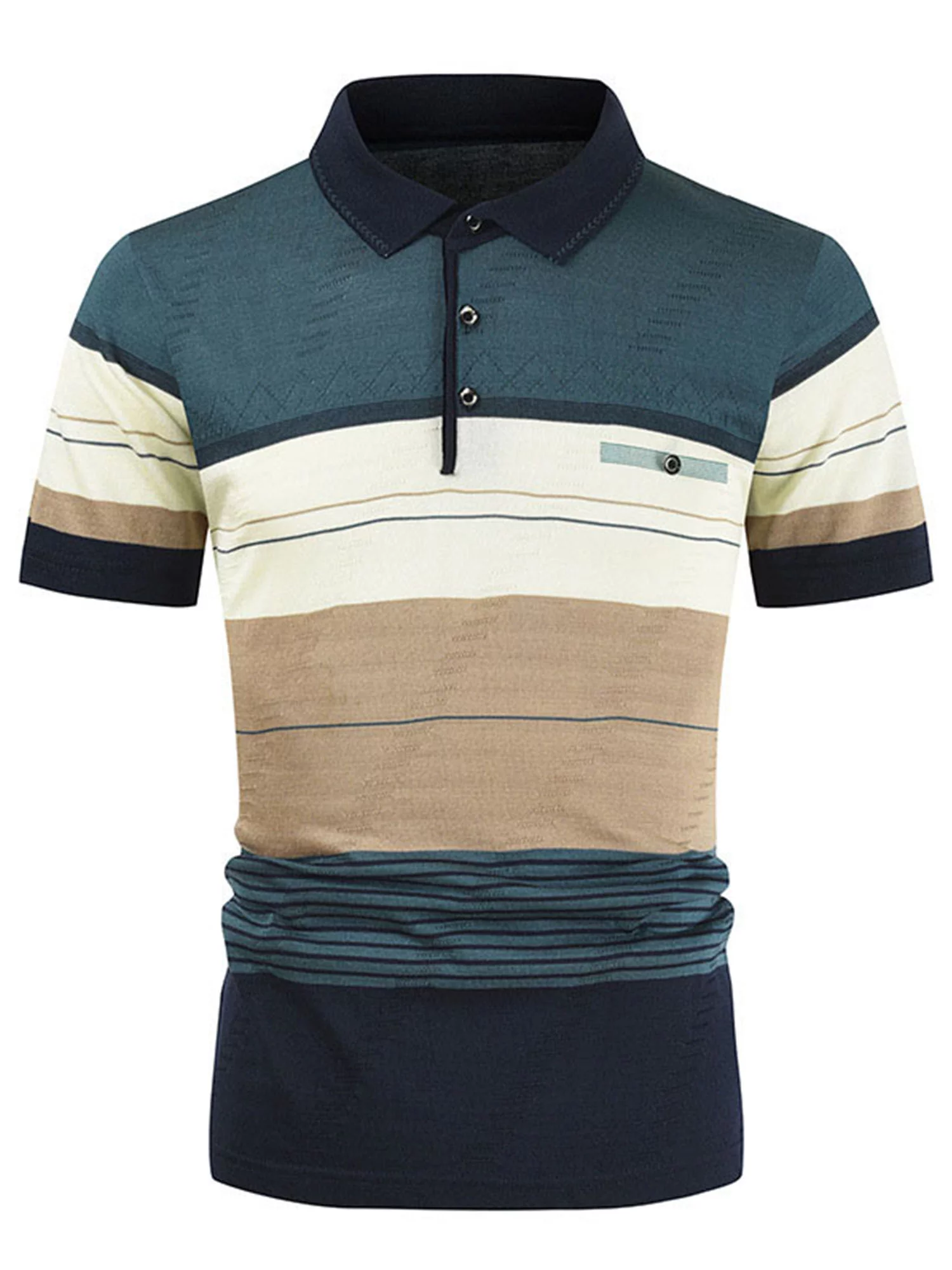 Business Polo Shirts For Men Short Sleeve Striped Polo Sport Shirt Basic Collar Tee Tops