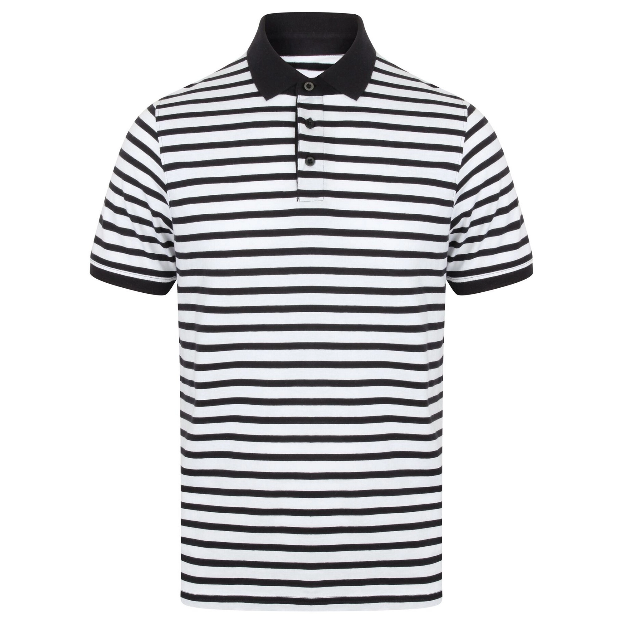Front Row Mens Striped Jersey Polo Shirt