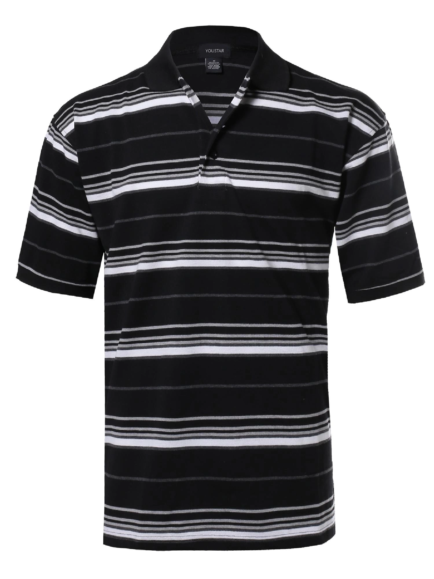 Men's Basic Casual Short Sleeves Stripe 3 Button Placket Polo