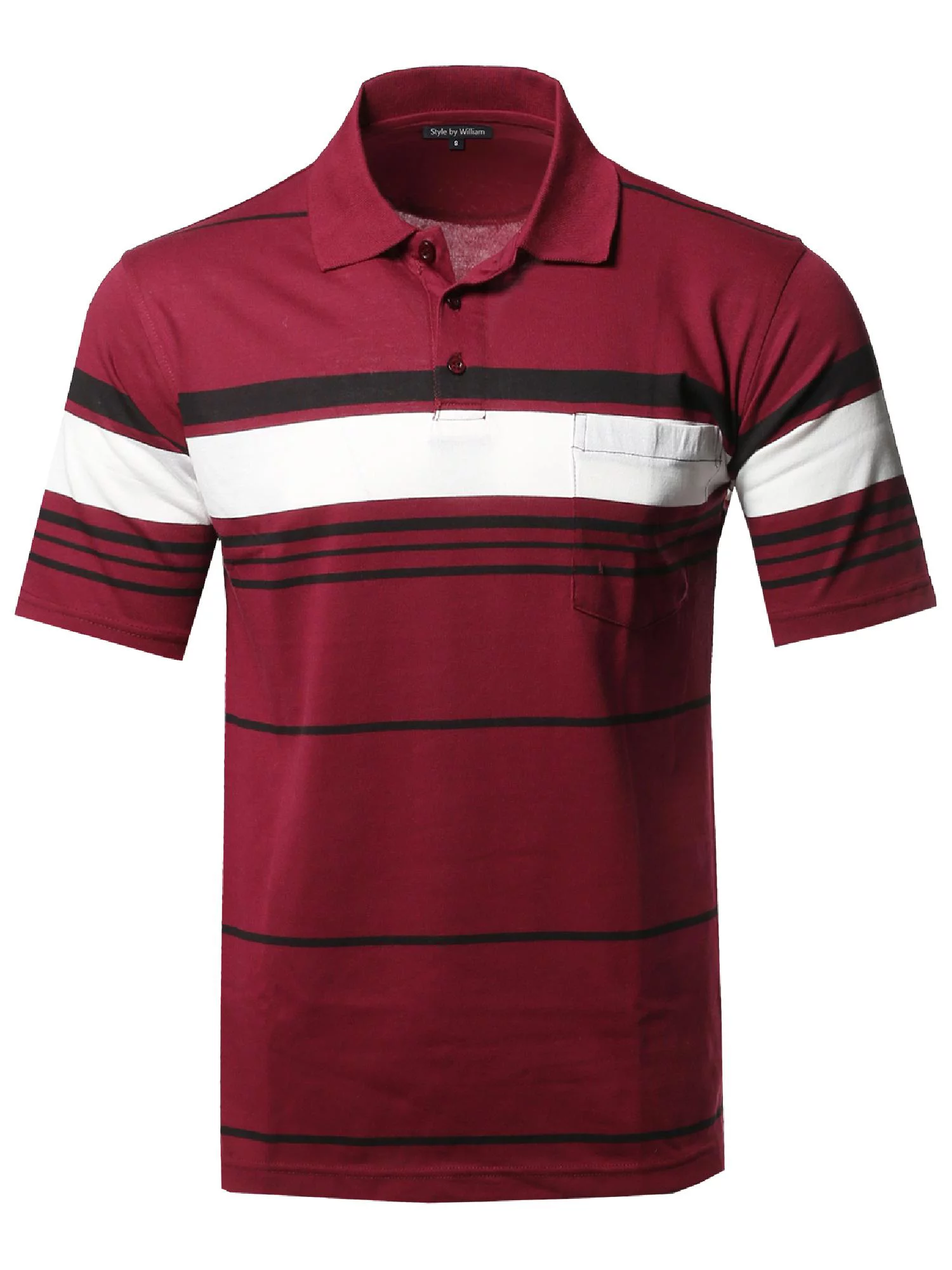 Men's Basic Everyday Stripe Chest Pocket Polo T Shirt