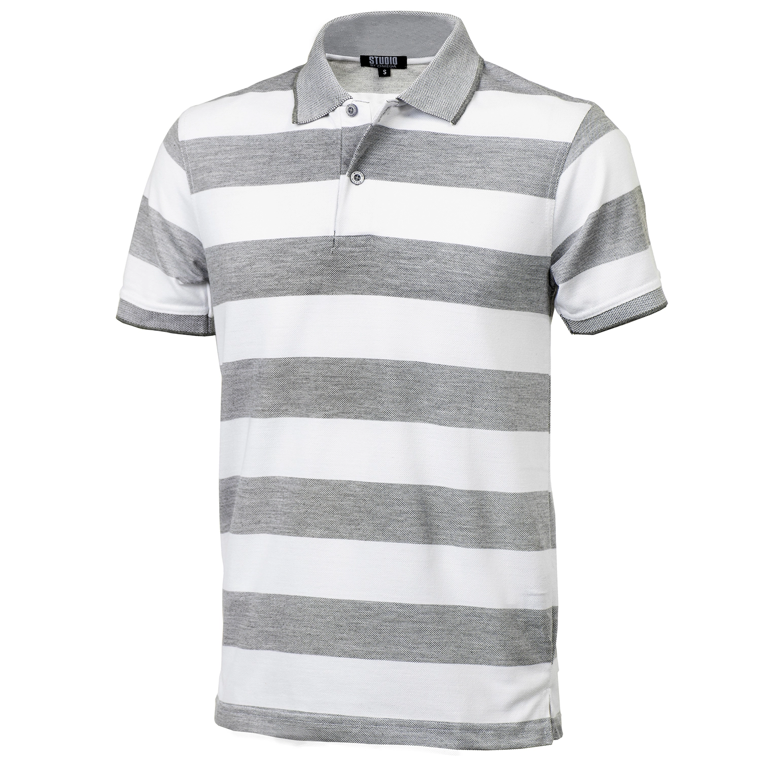 Men's Cotton Casual Grindle Striped Polo Shirt Short Sleeve