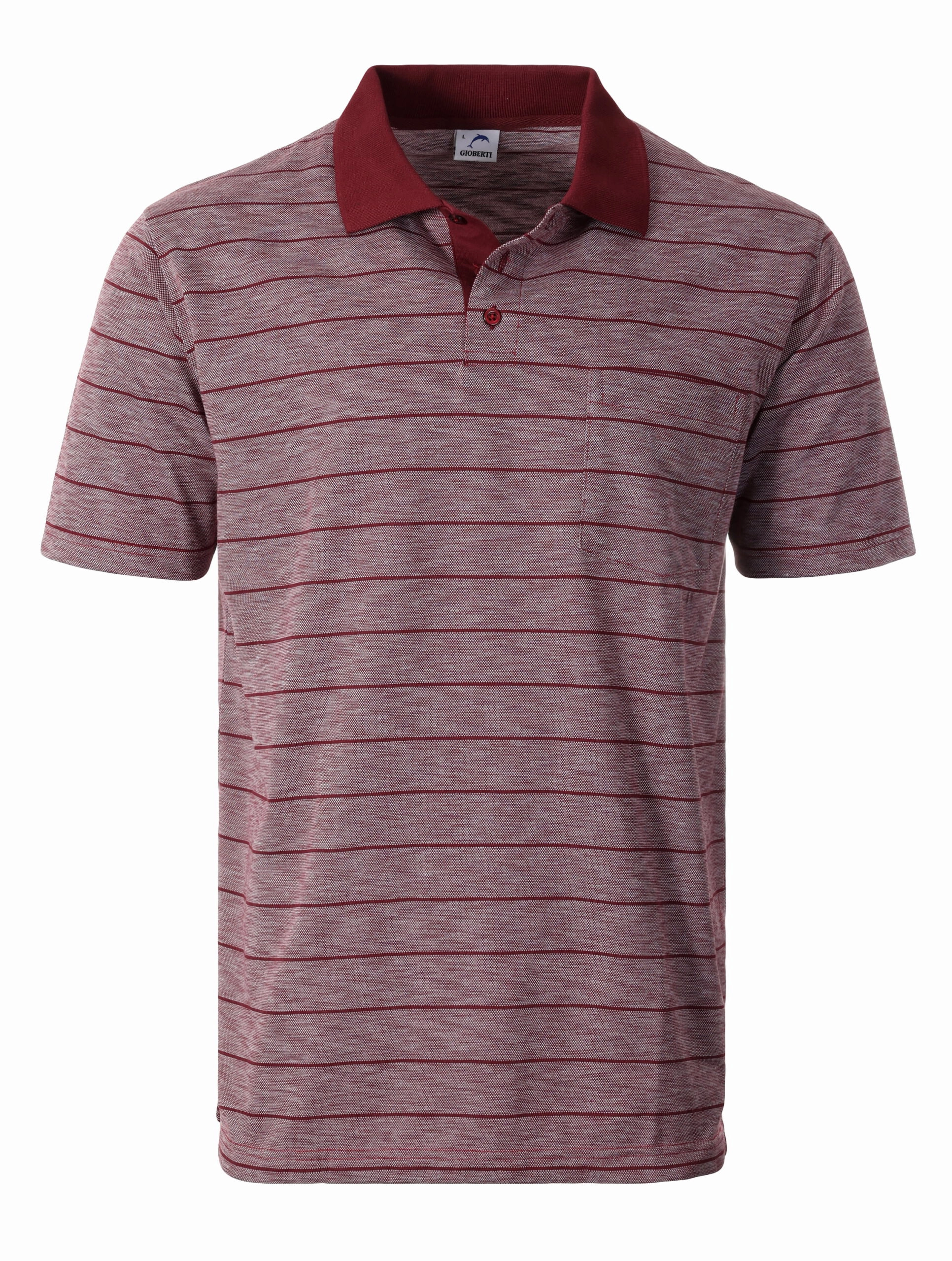 Mens Regular Fit Striped Short Sleeve Polo Shirt With Pocket