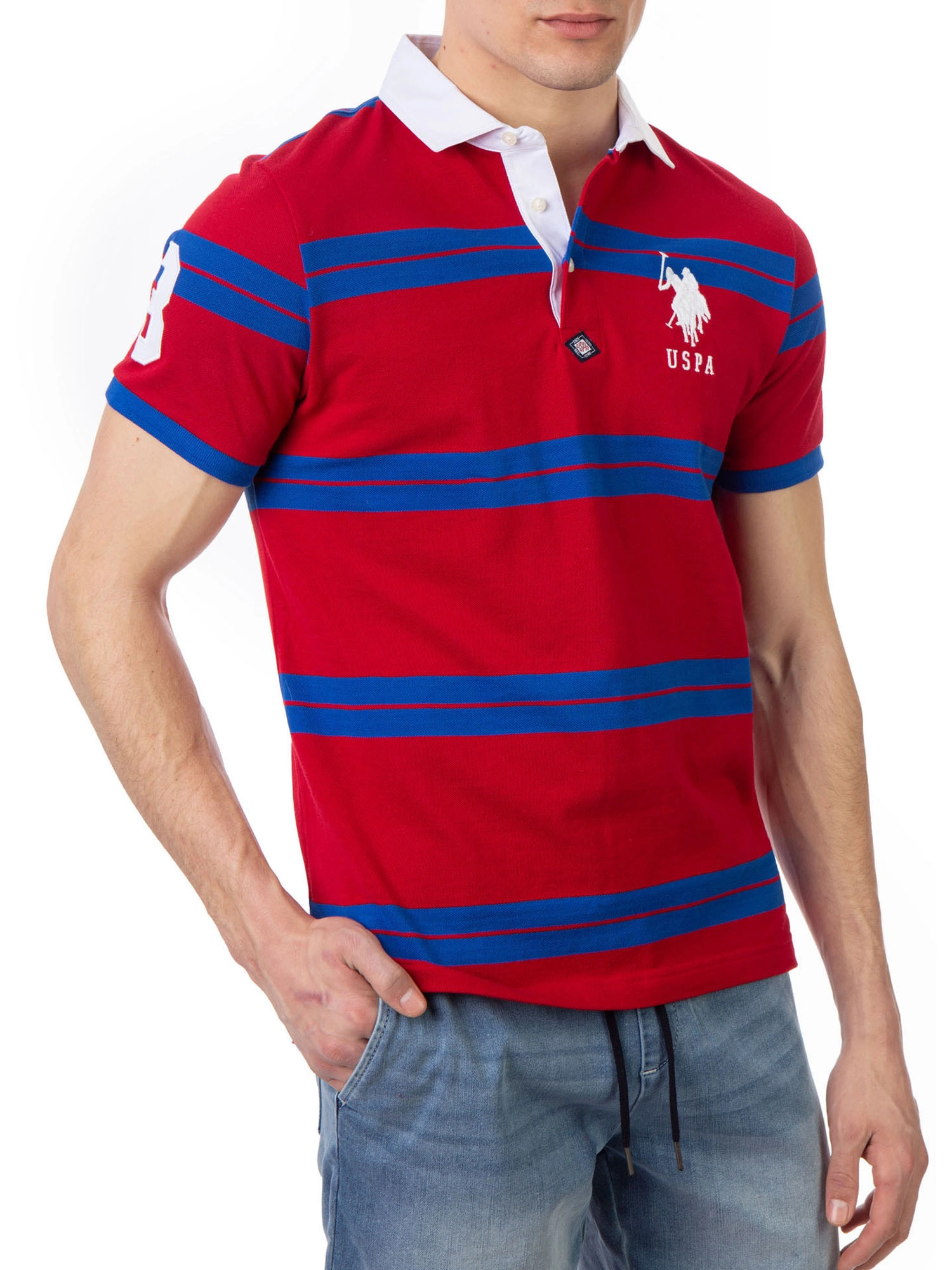 Men's Rugby Stripe Pique Polo Shirt