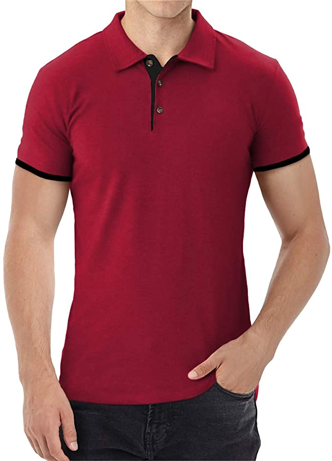 Men's Short Sleeve Polo Shirts Casual Slim Fit Basic Designed Cotton Shirts