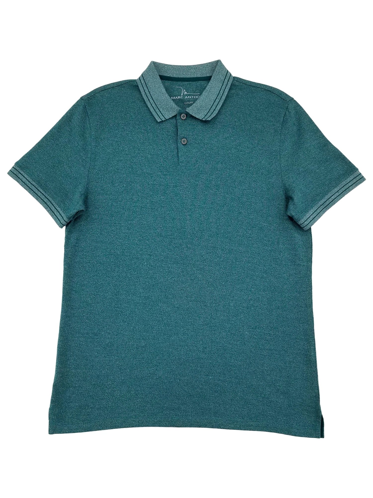 Mens Teal Regular Fit Short Sleeve Double Tipped Polo Shirt