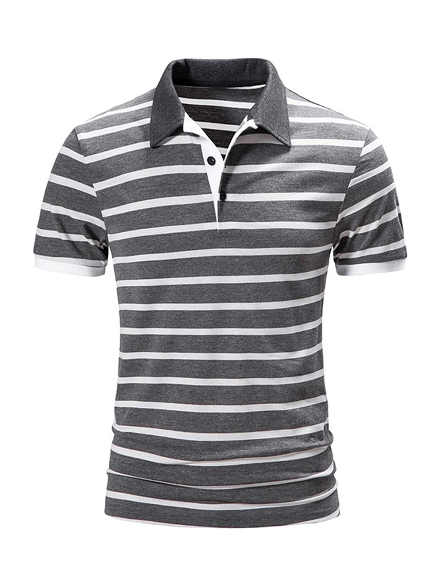 Mens Work Short Sleeve Striped Polo T Shirt Summer Casual Slim Fit Tops Sports Tee