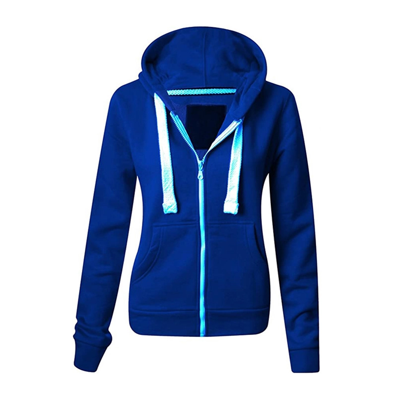 Womens Hoodies Plain Zip Up Hoody