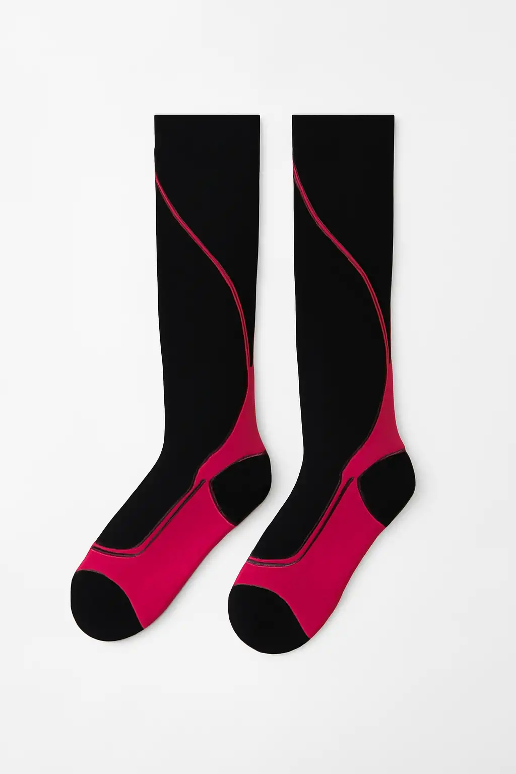 Wholesale Black and Dark Pink Fitness Socks