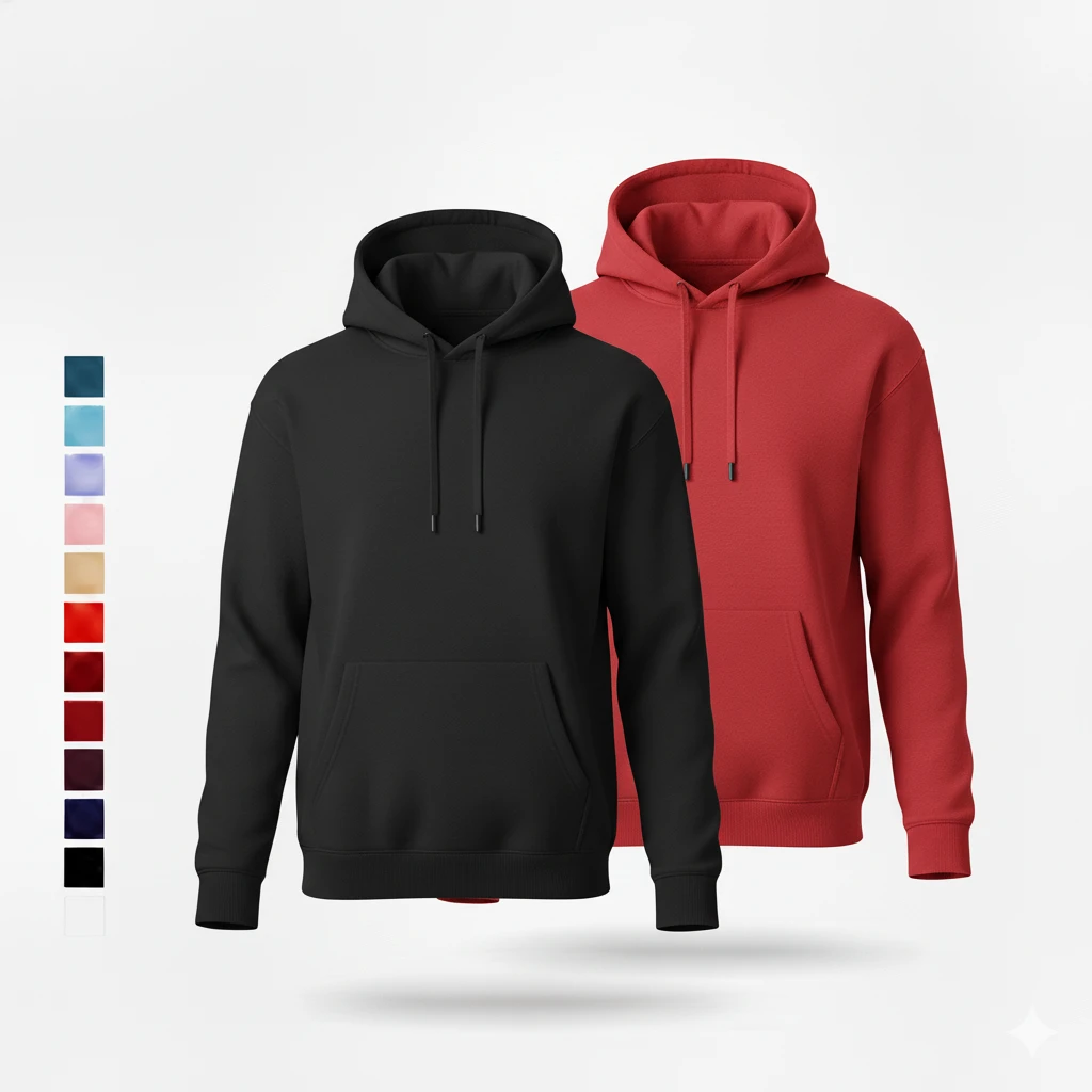 Plain Hooded Sweatshirt with Front Pouch Pocket | Manufacturer for European and USA Brands