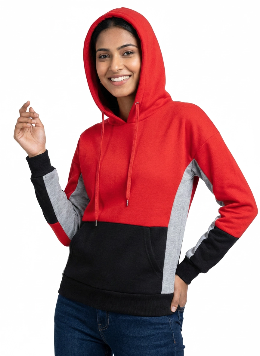Women's Cut and Sew Panel Hooded Sweatshirt Supplier | Global Manufacturer for European and USA Brands