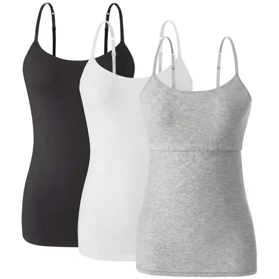 Cotton Undershirts Adjustable Spaghetti Strap Tank Tops