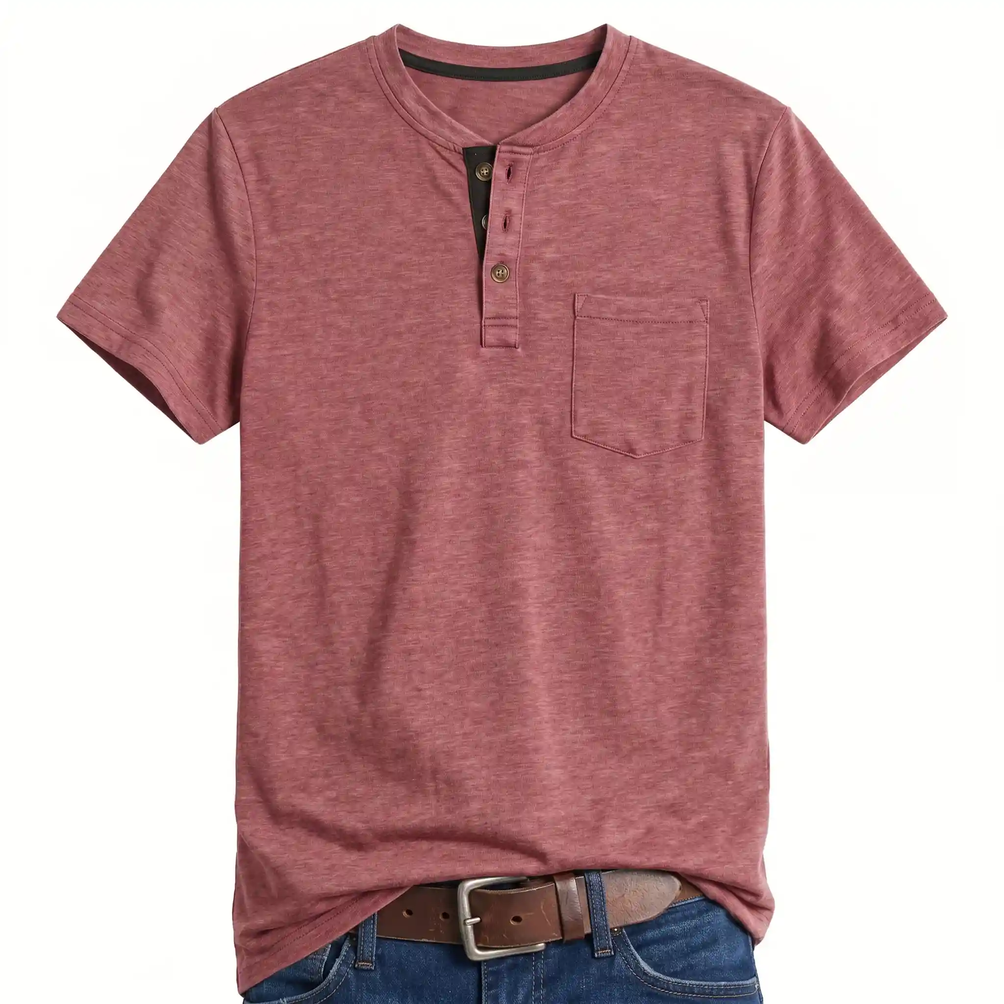 Men's Fashion Short Sleeve Henley T-shirt Supplier