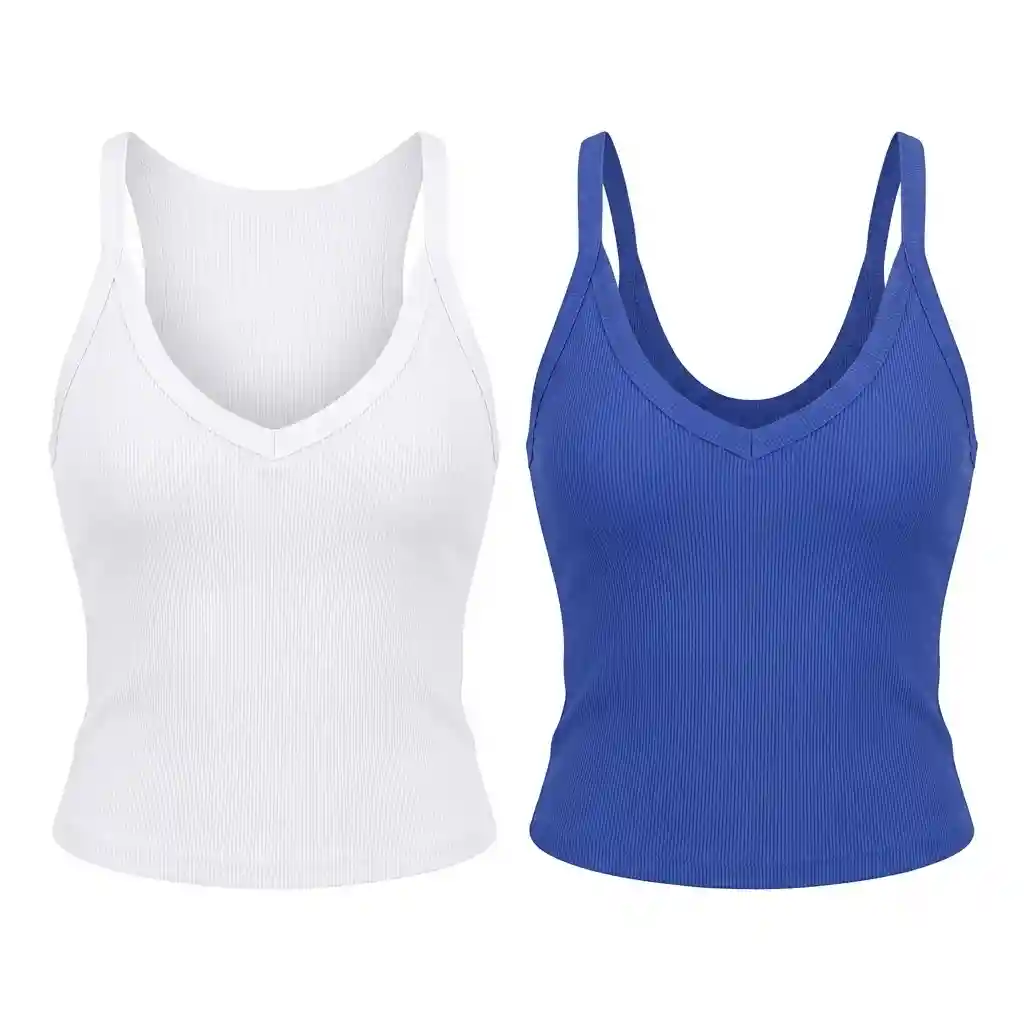 Womens Tank Top v-neck Ribbed Workout Tops