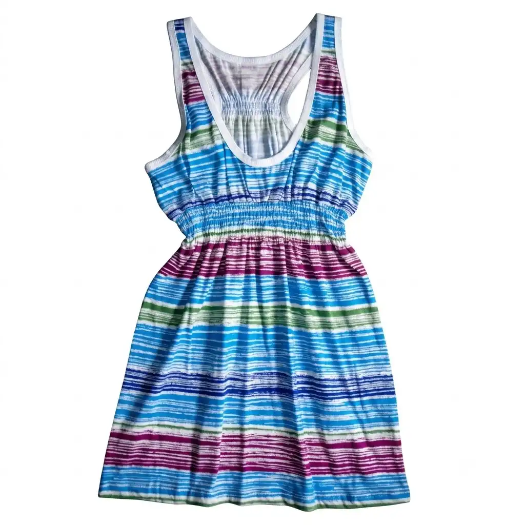 SiATEX Bangladesh - Racerback Striped Sundress with Smocked Waist Racerback Striped Sundress with Smocked Waist